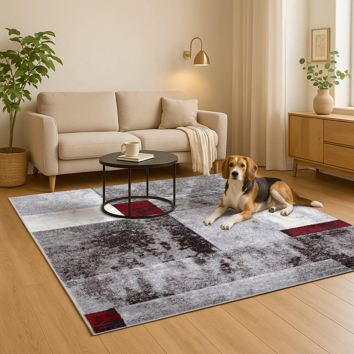 WEBTEPPICH 80/150 cm Phoenix-6042 Grau, Rot  - Rot/Grau, Design, Kunststoff/Textil (80/150cm) - Novel