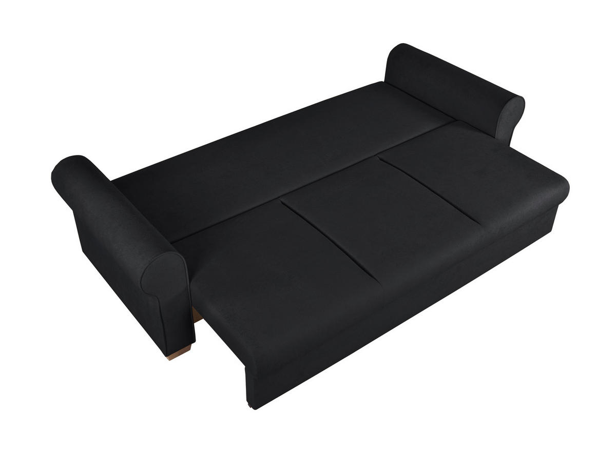 SCHLAFSOFA  mit Bettkasten erhältlich, Liegefunktion, Rücken echt, Armteil links, Armteil rechts Bouclé Anthrazit  - Anthrazit/Buchefarben, Design, Holz/Textil (240/94/98cm) - MID.YOU