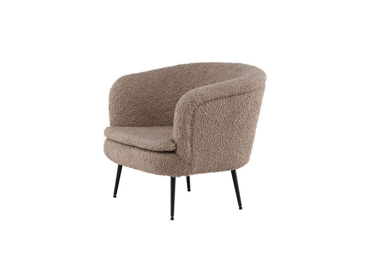 SESSEL in Teddystoff Schwarz, Hellbraun  - Hellbraun/Schwarz, Design, Textil/Metall (81/75/80cm) - Livetastic