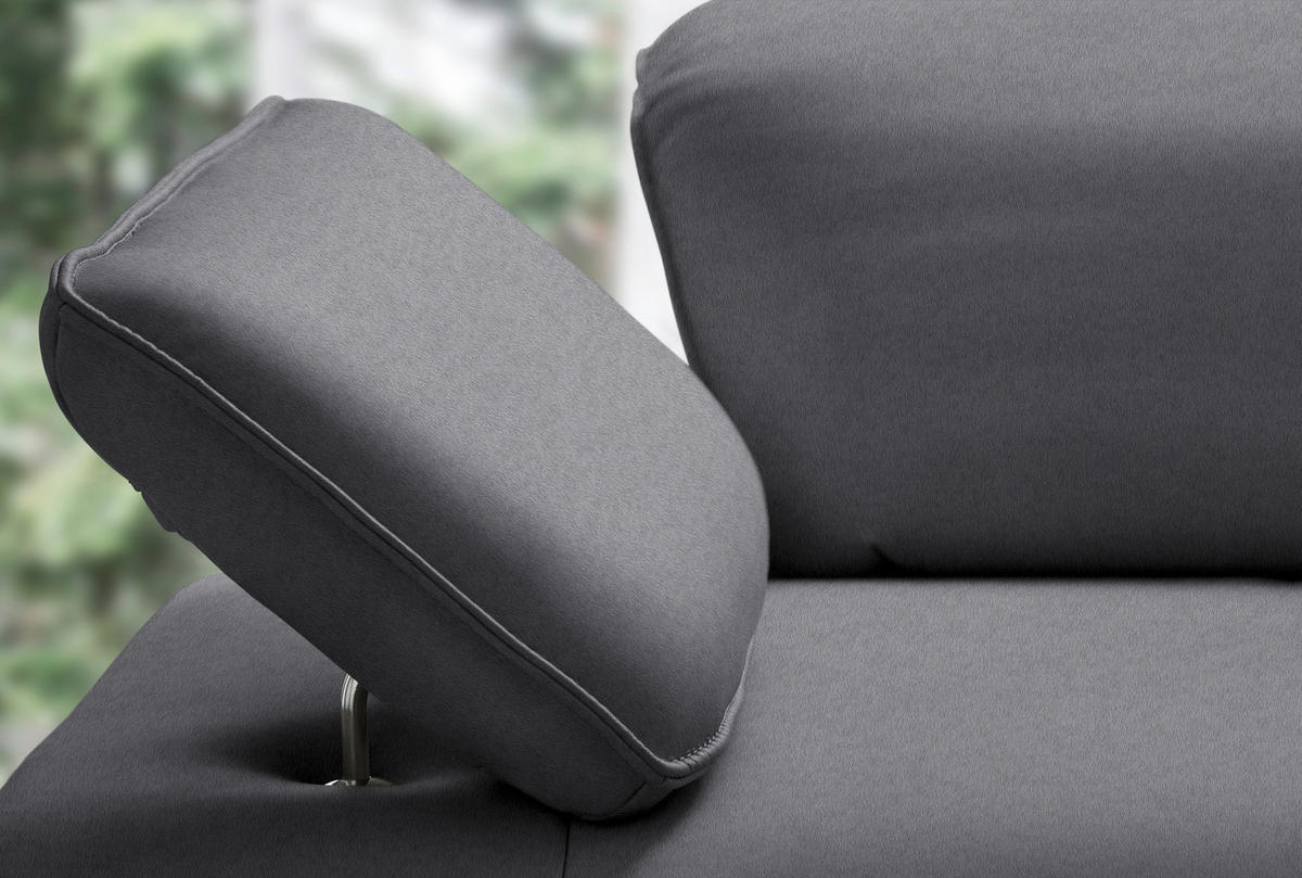 ECKSOFA Echtleder Dunkelgrau  - Dunkelgrau/Anthrazit, Design, Leder/Metall (290/230cm) - Johann Jakob