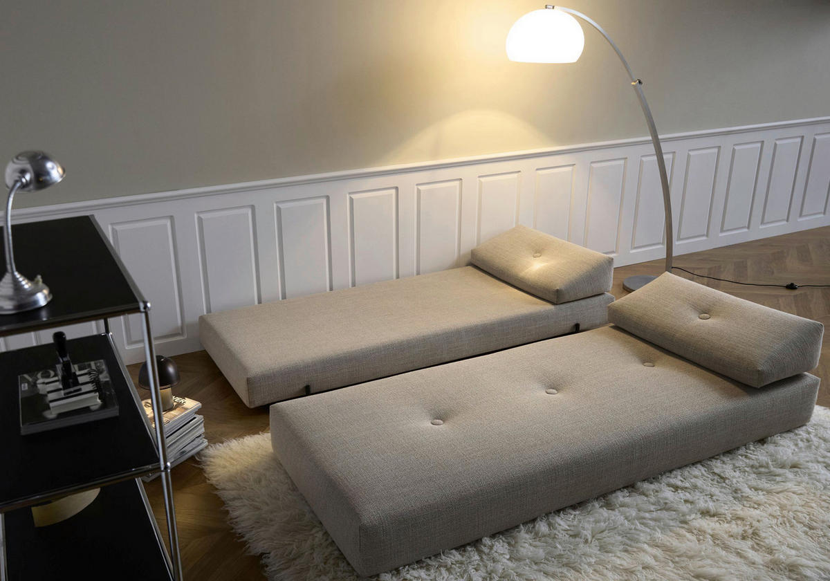 SCHLAFSOFA Flachgewebe Naturfarben  - Schwarz/Naturfarben, Design, Textil/Metall (200/82/84cm) - Innovation