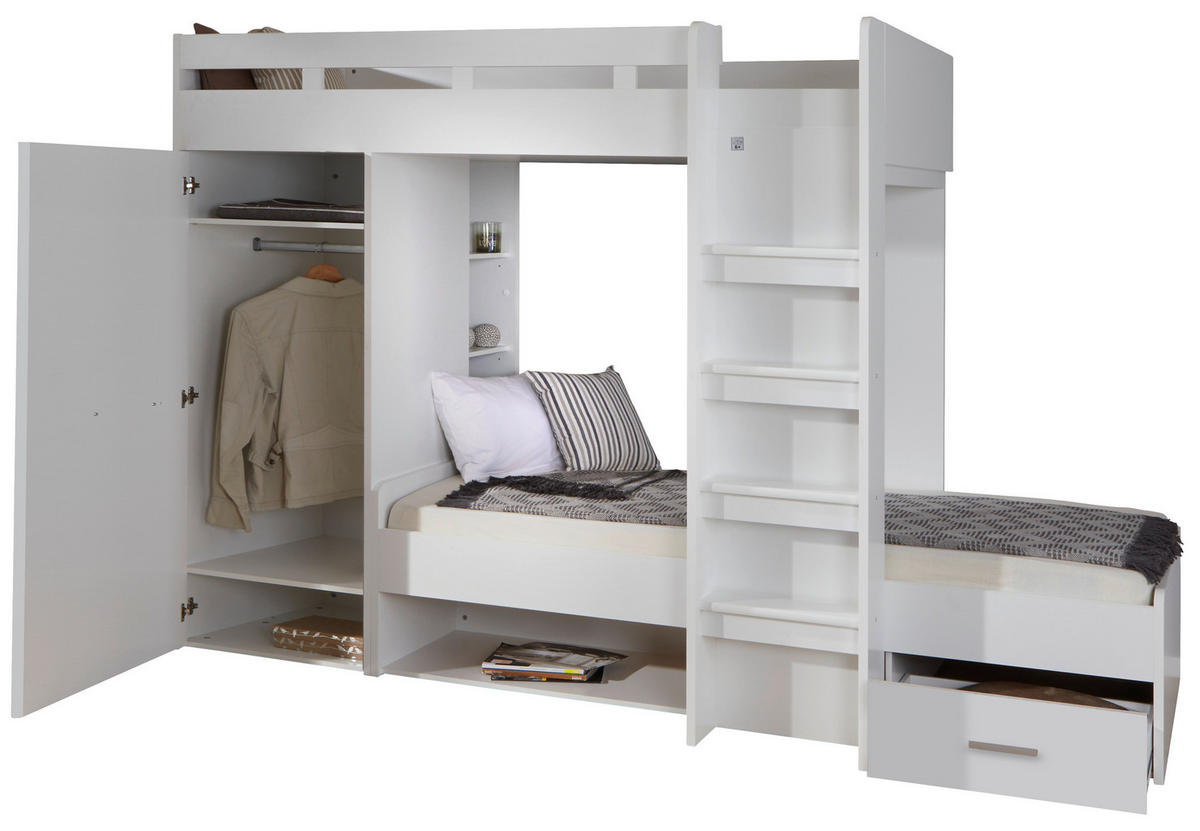 ETAGENBETT - Weiß, KONVENTIONELL, Holzwerkstoff (90/200cm) - Carryhome
