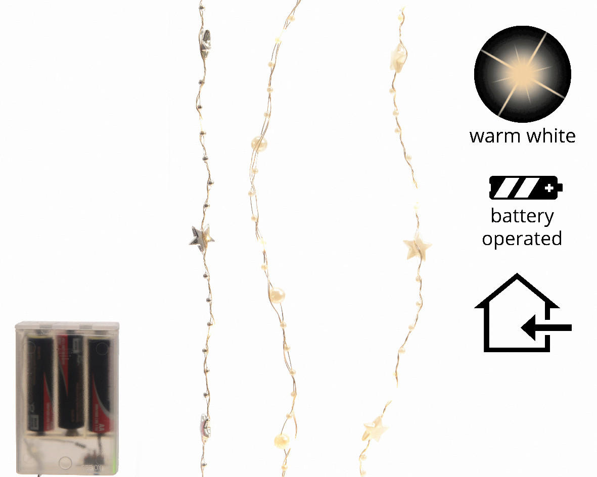 LED DÍSZLÁMPA - ezüstszínű, Basics, műanyag (190cm)
