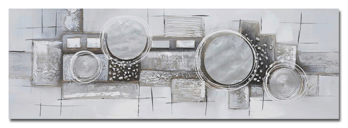 ÖLGEMÄLDE Abstraktes 150/55 cm  - Silberfarben/Schwarz, Design, Holz/Textil (150/55cm) - Monee