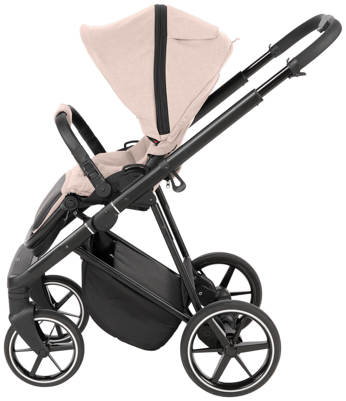 KINDERWAGENSET  - Taupe/Schwarz, Basics, Textil/Metall (57,5/116/101cm) - Jimmylee