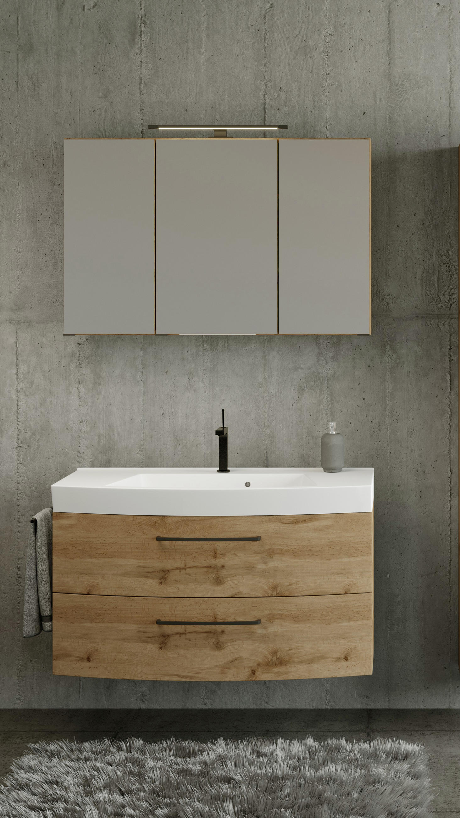 BADEZIMMER Eichefarben - Eichefarben/Weiß, MODERN, Keramik/Holzwerkstoff (100cm) - MID.YOU