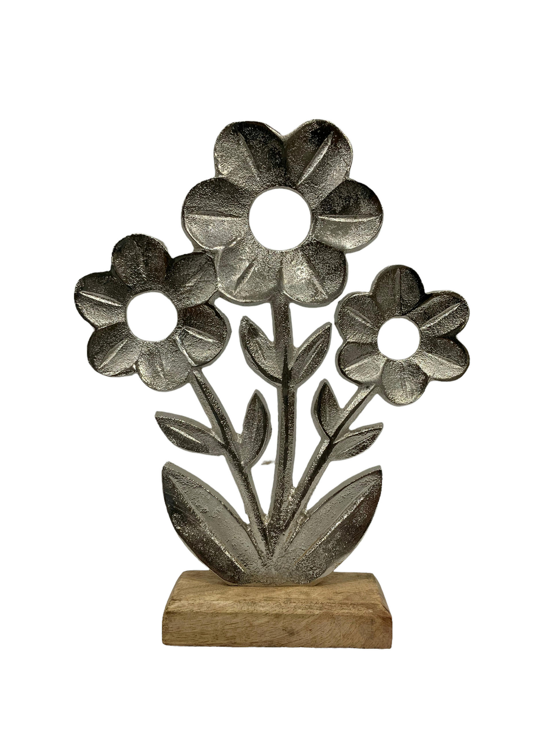 DEKOBLUME  - Silberfarben/Naturfarben, LIFESTYLE, Holz/Metall (17/22/3,5cm)