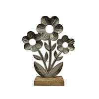 DEKOBLUME  - Silberfarben/Naturfarben, LIFESTYLE, Holz/Metall (17/22/3,5cm)