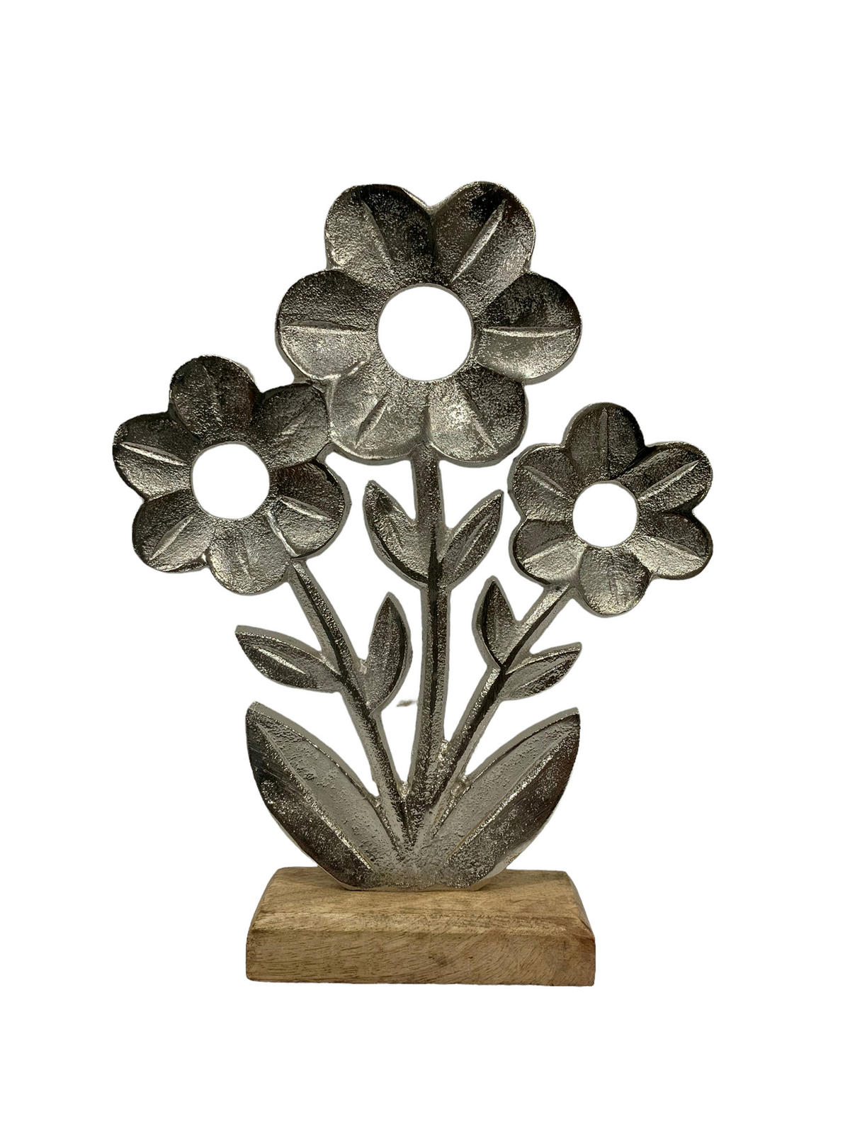 DEKOBLUME  - Silberfarben/Naturfarben, LIFESTYLE, Holz/Metall (17/22/3,5cm)