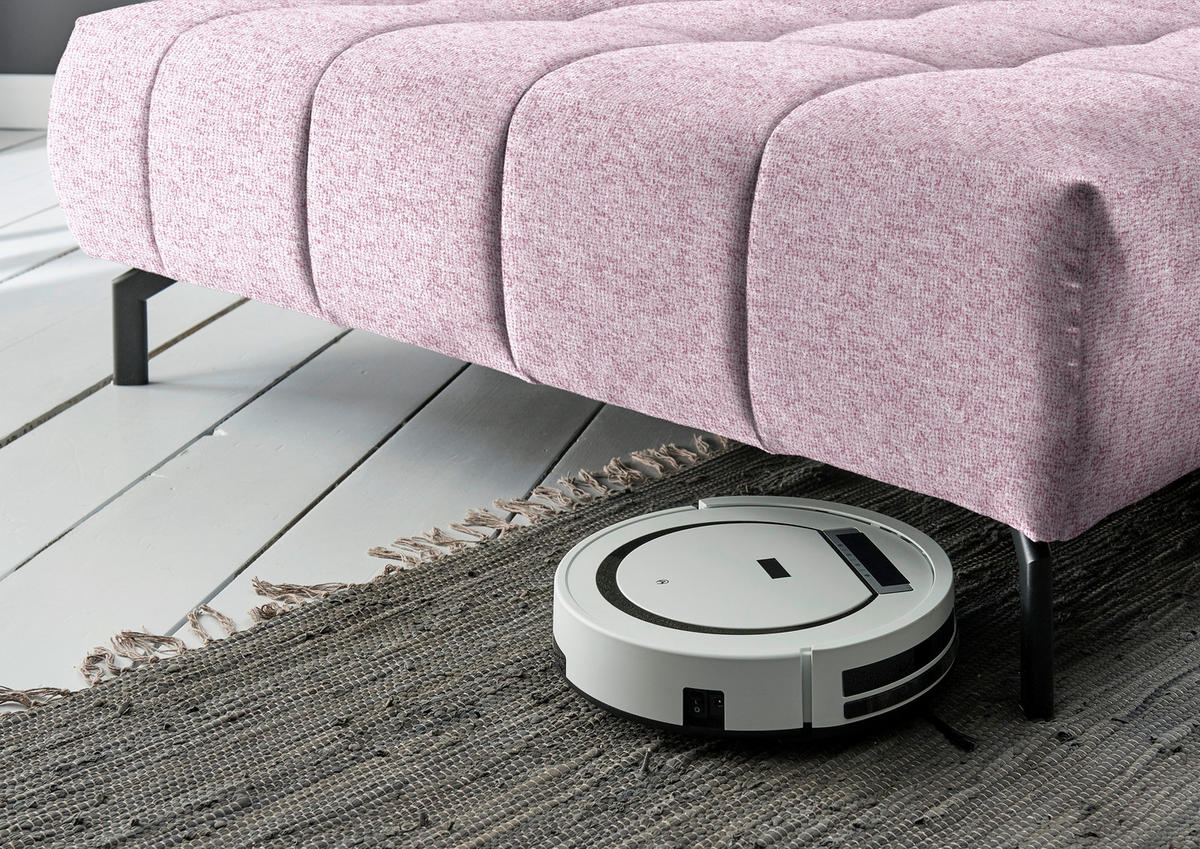ECKSOFA in Chenille Rosa  - Schwarz/Rosa, Design, Textil/Metall (190/329cm) - Beldomo Style