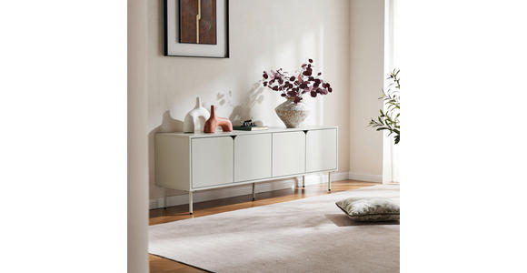 LOWBOARD  in 160/55/40 cm  - Seidengrau, Design, Holzwerkstoff/Metall (160/55/40cm) - Xora