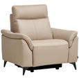 SESSEL in Echtleder Beige  - Beige/Schwarz, Design, Leder/Metall (107/105/98cm) - Emilio Belluti