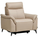 SESSEL in Echtleder Beige  - Beige/Schwarz, Design, Leder/Metall (107/105/98cm) - Emilio Belluti