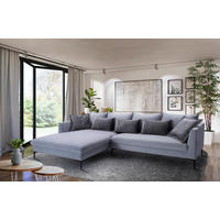 ECKSOFA in Flachgewebe Grau  187/321 cm  - Dunkelgrau/Schwarz, Design, Textil/Metall (187/321cm) - Livetastic