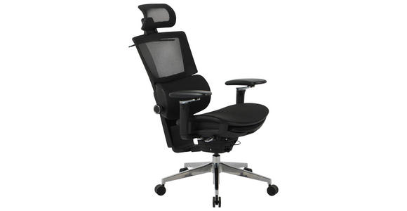 DREHSTUHL  in Netzbespannung Schwarz  - Schwarz/Alufarben, KONVENTIONELL, Kunststoff/Textil (70,5/114/130/66,5cm) - Novel