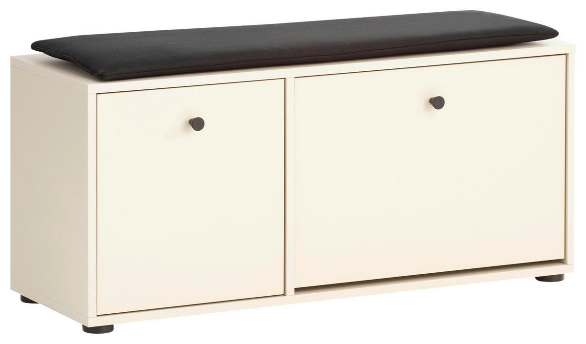 GARDEROBENBANK - Beige/Schwarz, Design, Kunststoff/Metall (98,4/47,2/33cm) - MID.YOU