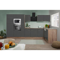 ECKKÜCHE 370/172 cm  in Grau  - Eichefarben/Grau, Basics, Holzwerkstoff/Metall (370/172cm) - Respekta