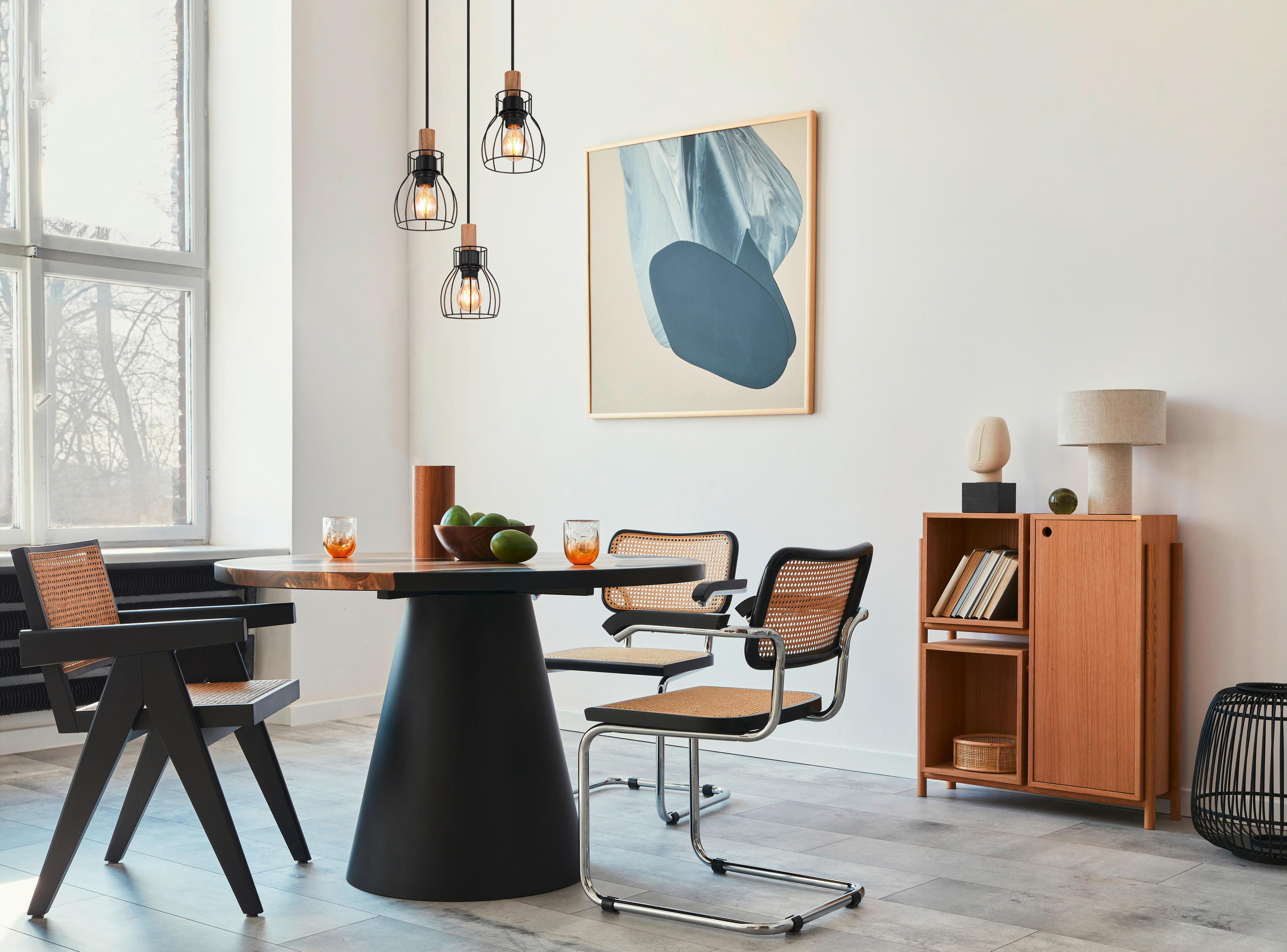 HÄNGELEUCHTE 35,5/120 cm  - Dunkelbraun/Schwarz, KONVENTIONELL, Holz/Metall (35,5/120cm) - Globo