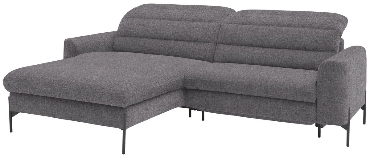 ECKSOFA in Flachgewebe Grau  - Schwarz/Grau, Design, Textil/Metall (191/252cm) - Dieter Knoll