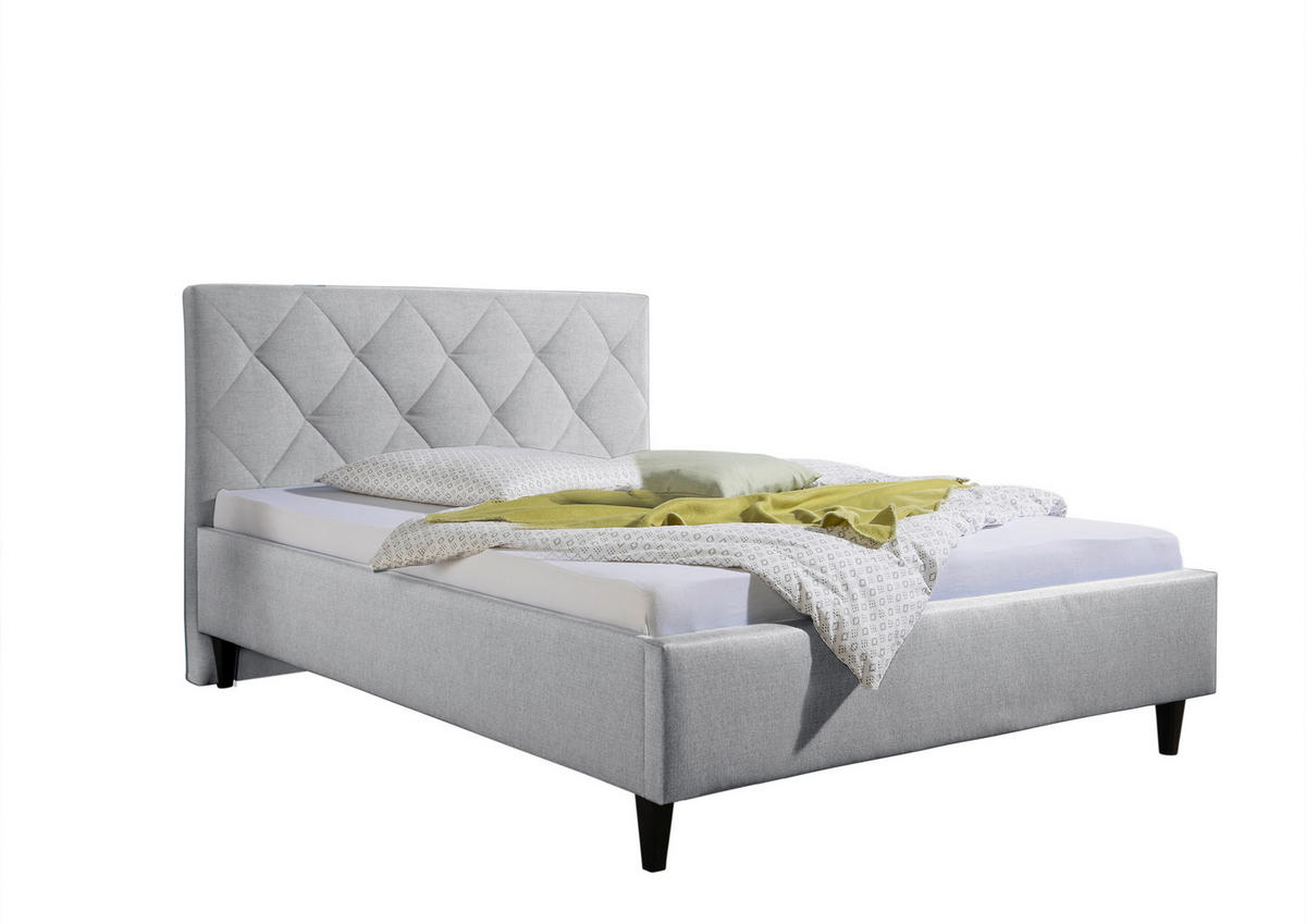 POLSTERBETT 140/200 cm,  in Hellgrau,  - Hellgrau/Schwarz, MODERN, Holz/Textil (140/200cm) - Livetastic