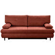 SCHLAFSOFA Chenille Terracotta Rückenkissen, Armlehnenkissen, Bettkasten, Schlaffunktion, Rücken echt, Liegefläche im Originalstoff  - Terracotta/Schwarz, KONVENTIONELL, Holz/Textil (212/97/105cm) - Carryhome