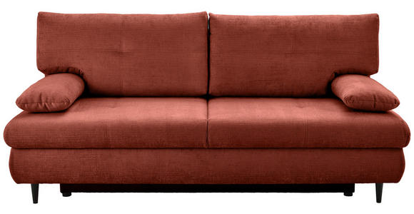 SCHLAFSOFA Chenille Terracotta Rückenkissen, Armlehnenkissen, Bettkasten, Schlaffunktion, Rücken echt, Liegefläche im Originalstoff  - Terracotta/Schwarz, KONVENTIONELL, Holz/Textil (212/97/105cm) - Carryhome