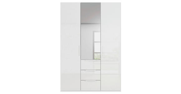 DREHTÜRENSCHRANK 151/223/61 cm,  in Weiß, 3-türig  - Weiß, Basics, Glas/Holzwerkstoff (151/223/61cm) - Novel
