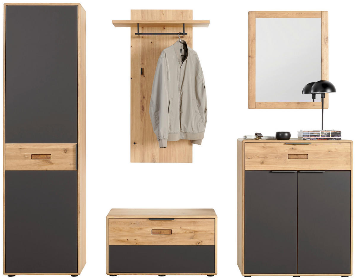 SCHUHSCHRANK  in 84/104/38 cm  - Eiche Bianco/Anthrazit, Natur, Glas/Holz (84/104/38cm) - Linea Natura