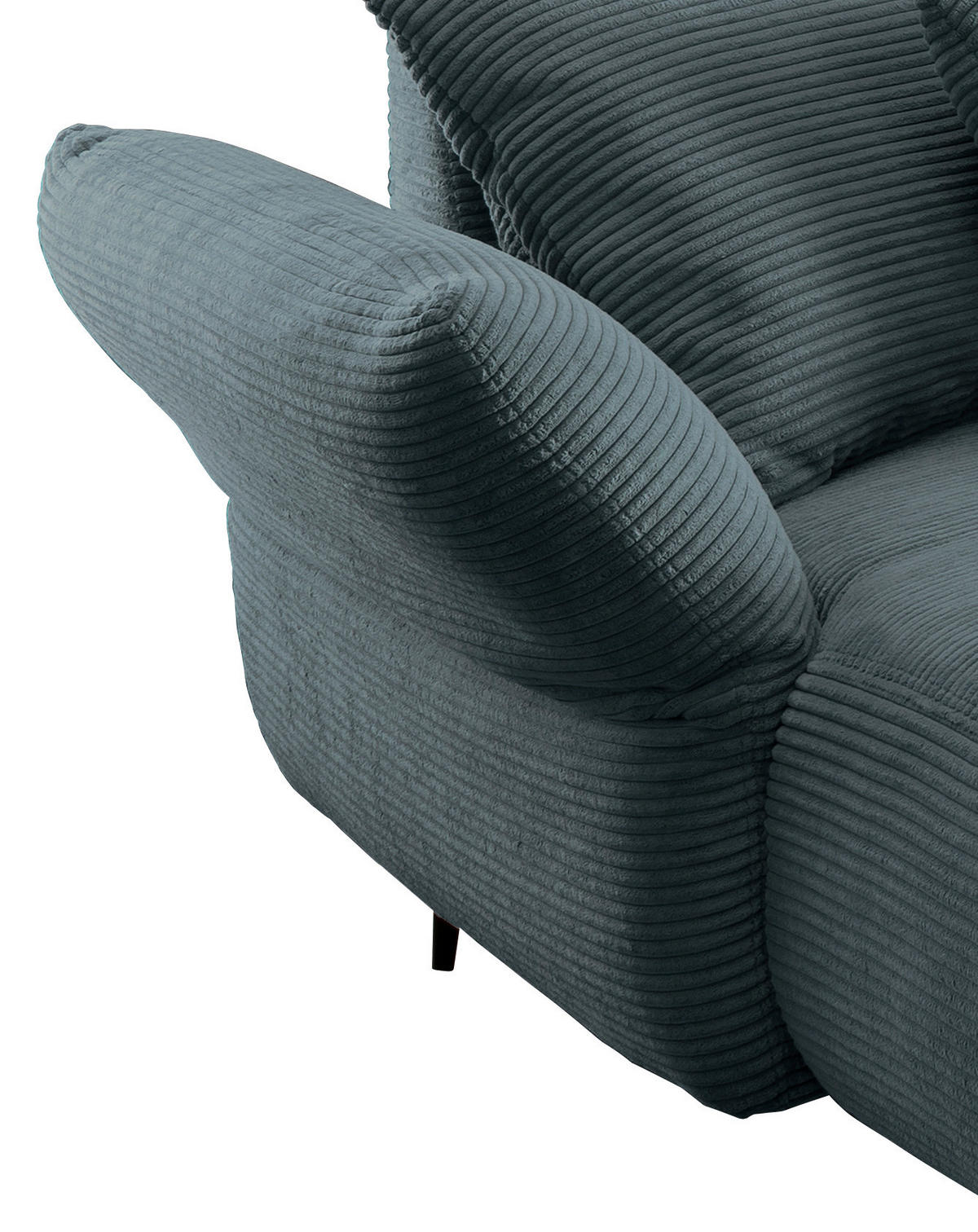 ECKSOFA in Cord Petrol  178/264-302 cm  - Petrol/Schwarz, Design, Textil/Metall (178/264-302cm) - Livetastic