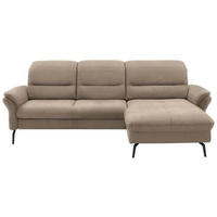 ECKSOFA in Flachgewebe Naturfarben, Sandfarben  - Sandfarben/Schwarz, Konventionell, Textil/Metall (260/181cm) - Beldomo Speed