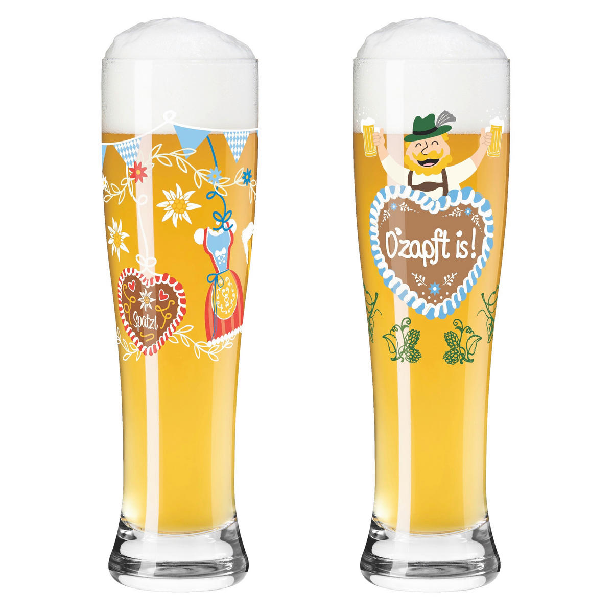 GLÄSERSET Brauchzeit Weizen  2-teilig  - Blau/Transparent, Basics, Glas (16,2/8,1/26,6cm) - Ritzenhoff