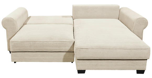 ECKSOFA Creme Cord - Creme/Schwarz, KONVENTIONELL, Kunststoff/Textil (255/185cm) - Hom`in