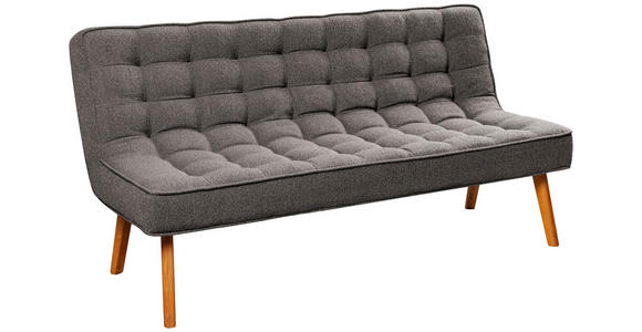 SITZBANK 183/90/79 cm Webstoff Grau Eiche vollmassiv  - Eichefarben/Grau, Design, Holz/Textil (183/90/79cm) - Linea Natura