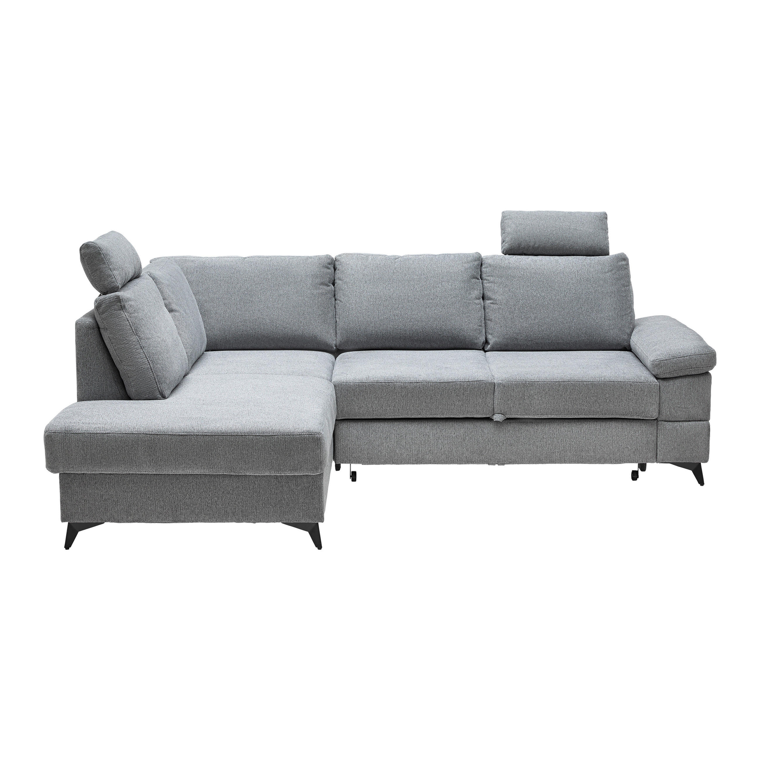 ECKSOFA Webstoff Grau  - Schwarz/Grau, Modern, Textil/Metall (189/87-103/250cm) - MID.YOU