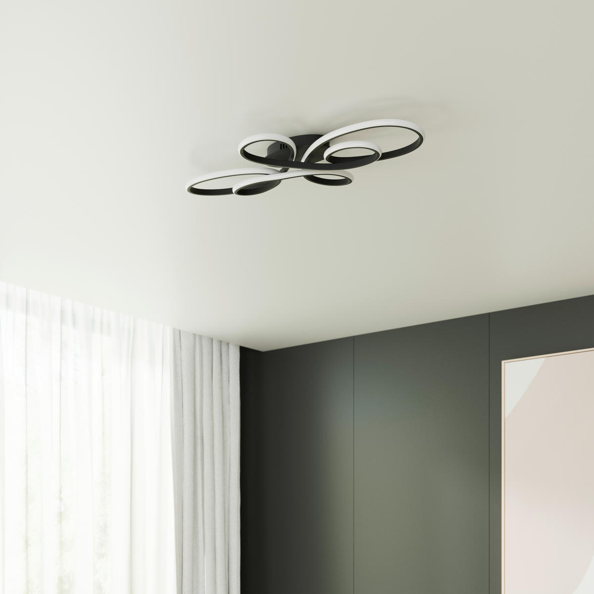 LED SVJETILJKA STROPNA Matar  - crna, Design, metal/plastika (88cm) - Novel