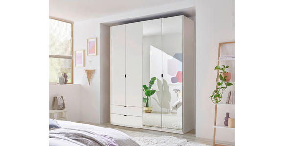 DREHTÜRENSCHRANK 180/225,5/57 cm,  in Weiß, 4-türig  - Schwarz/Weiß, KONVENTIONELL, Glas/Holzwerkstoff (180/225,5/57cm) - Xora