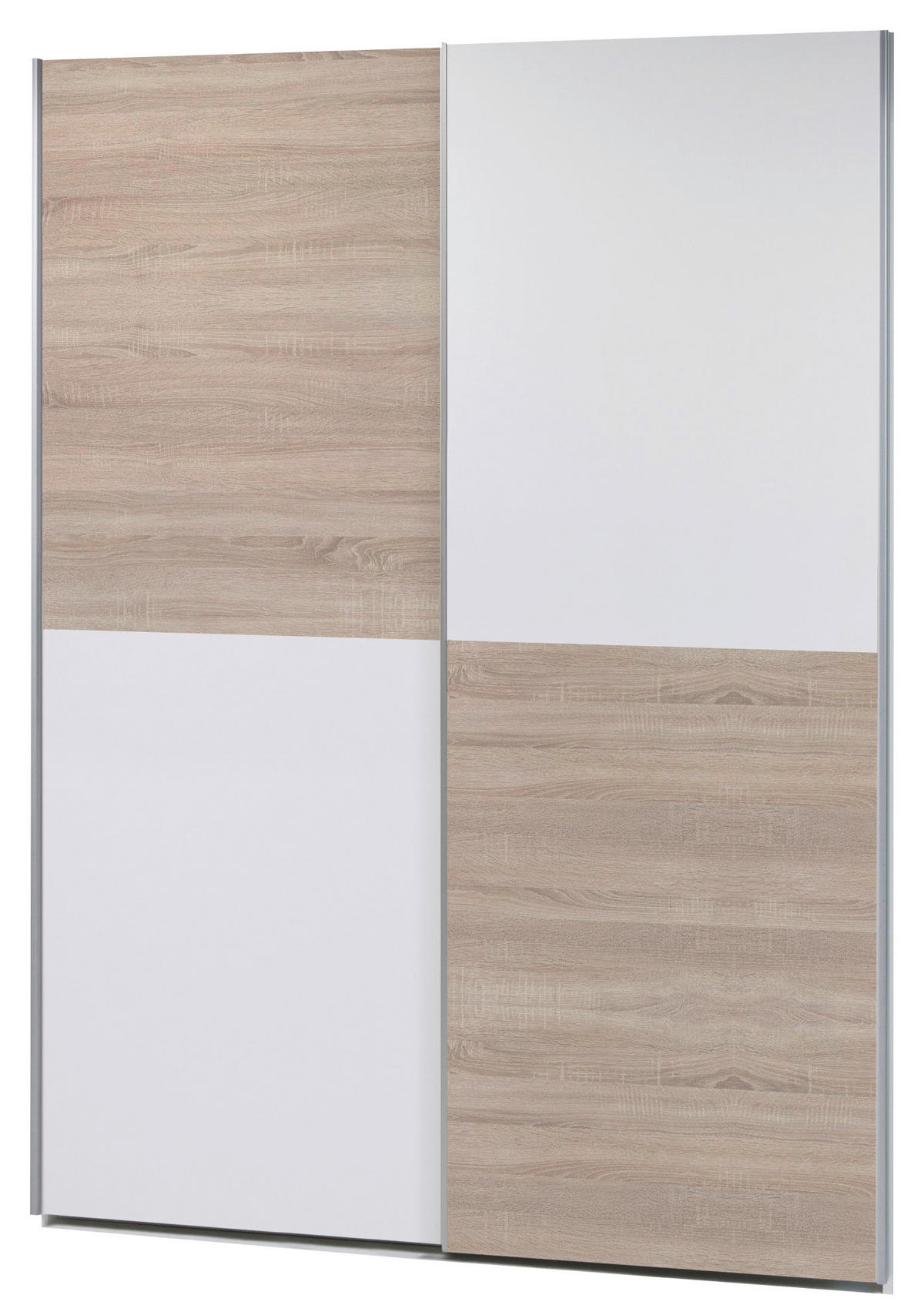 ŠATNÍ SKŘÍŇ S POSUVNÝMI DVEŘM, bílá, Sonoma dub, 170/195/59 cm - bílá/barvy stříbra, Konvenční, kov/kompozitní dřevo (170/195/59cm) - Carryhome