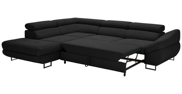 ECKSOFA in Webstoff Schwarz  - Schwarz, Design, Textil/Metall (235/280cm) - Hom`in