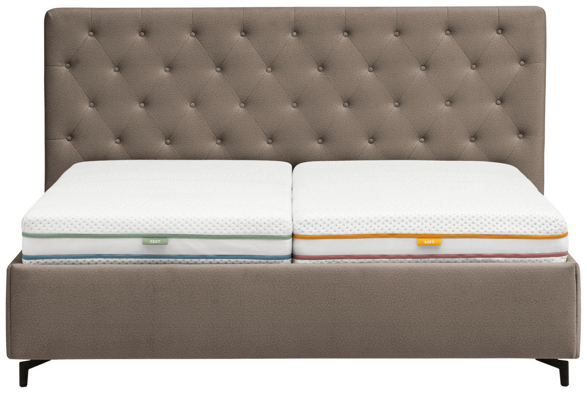 POLSTERBETT 180/200 cm  in Taupe  - Taupe/Birkefarben, Konventionell, Holz/Textil (180/200cm) - Novel