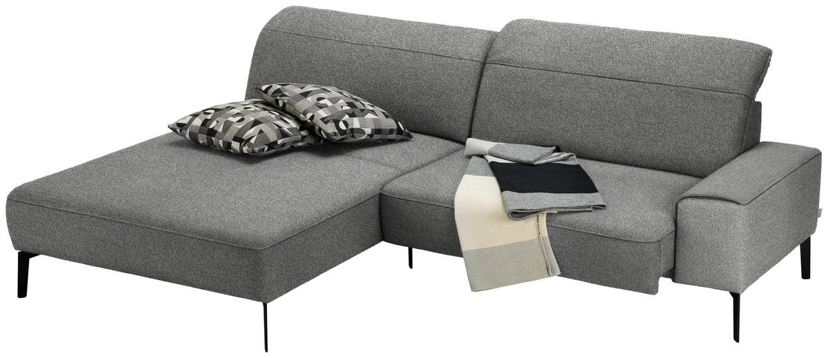 ECKSOFA in Mikrofaser Grau  - Schwarz/Grau, Design, Textil/Metall (203/266cm) - Johann Jakob