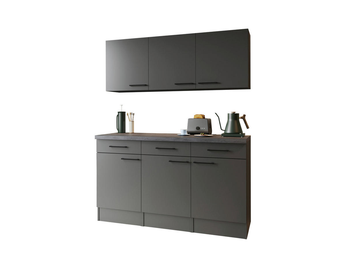 Bufet in gri - negru/gri, Trend, metal/material pe bază de lemn (150/200/60cm) - Respekta