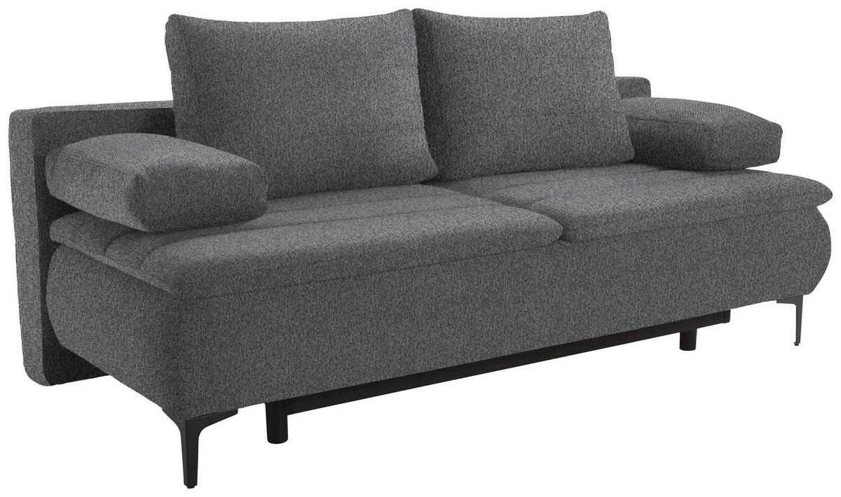 BOXSPRINGSOFA in Webstoff Dunkelgrau  - Dunkelgrau/Schwarz, Konventionell, Textil/Metall (204/93/100cm) - Livetastic