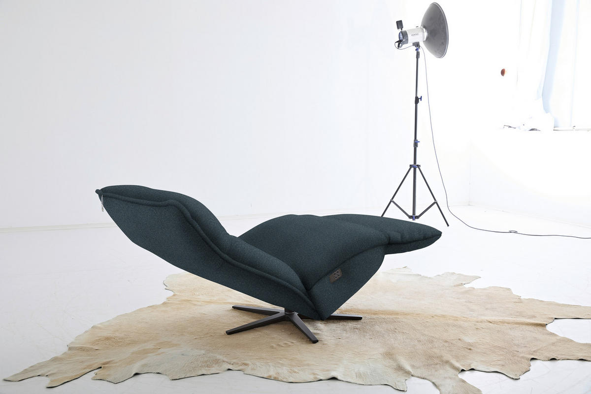 RELAXSESSEL in Textil Dunkelblau  - Schwarz/Dunkelblau, MODERN, Textil/Metall (90/106/96cm) - Chilliano