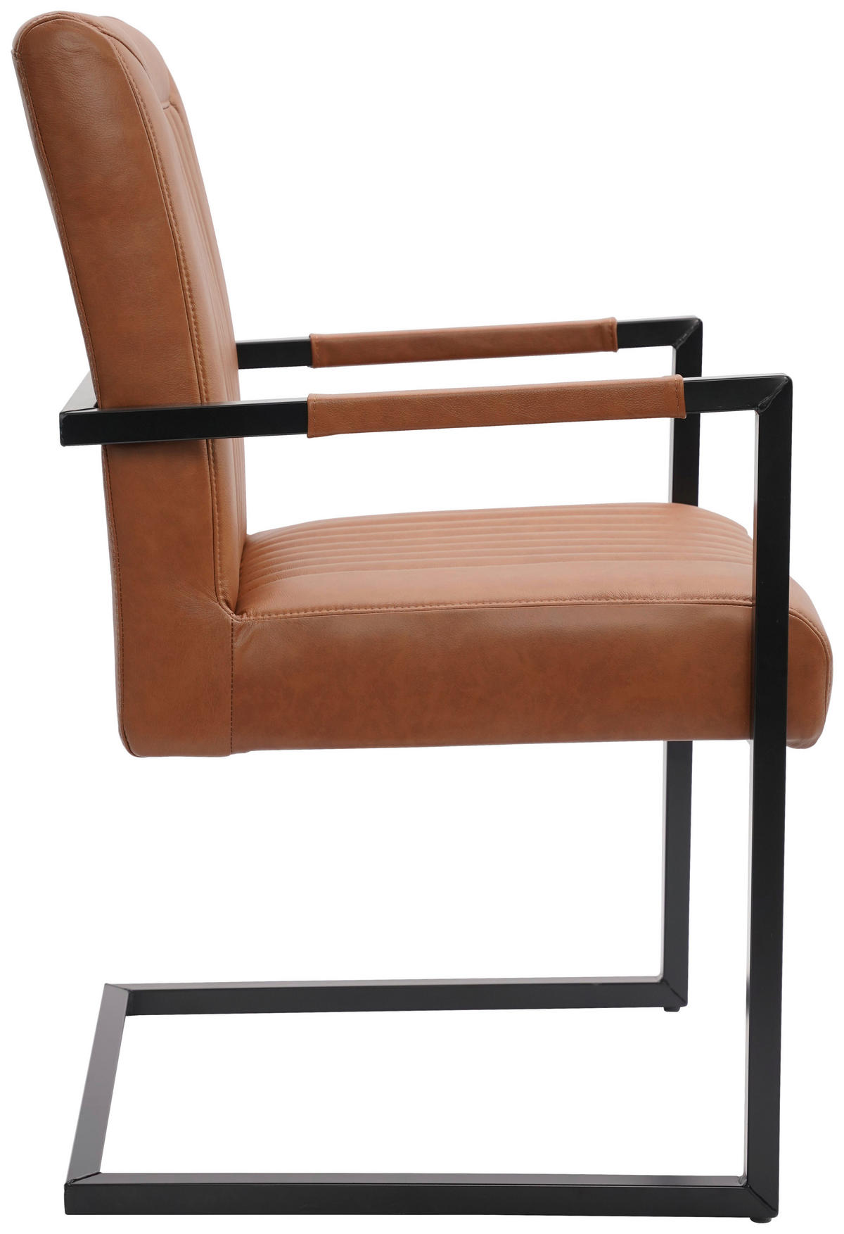 STOL MED ARMSTÖD järn äkta läder pigmenterad  - cognacfärgad/svart, Design, metall/läder (55/91/64cm) - Ambia Home