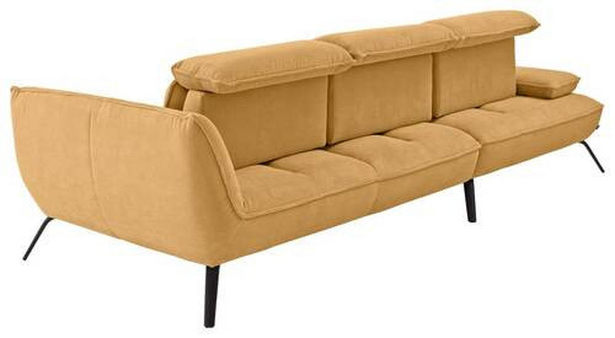 ECKSOFA in Cord Currygelb  - Currygelb/Schwarz, Design, Textil/Metall (202/301cm) - Moderano