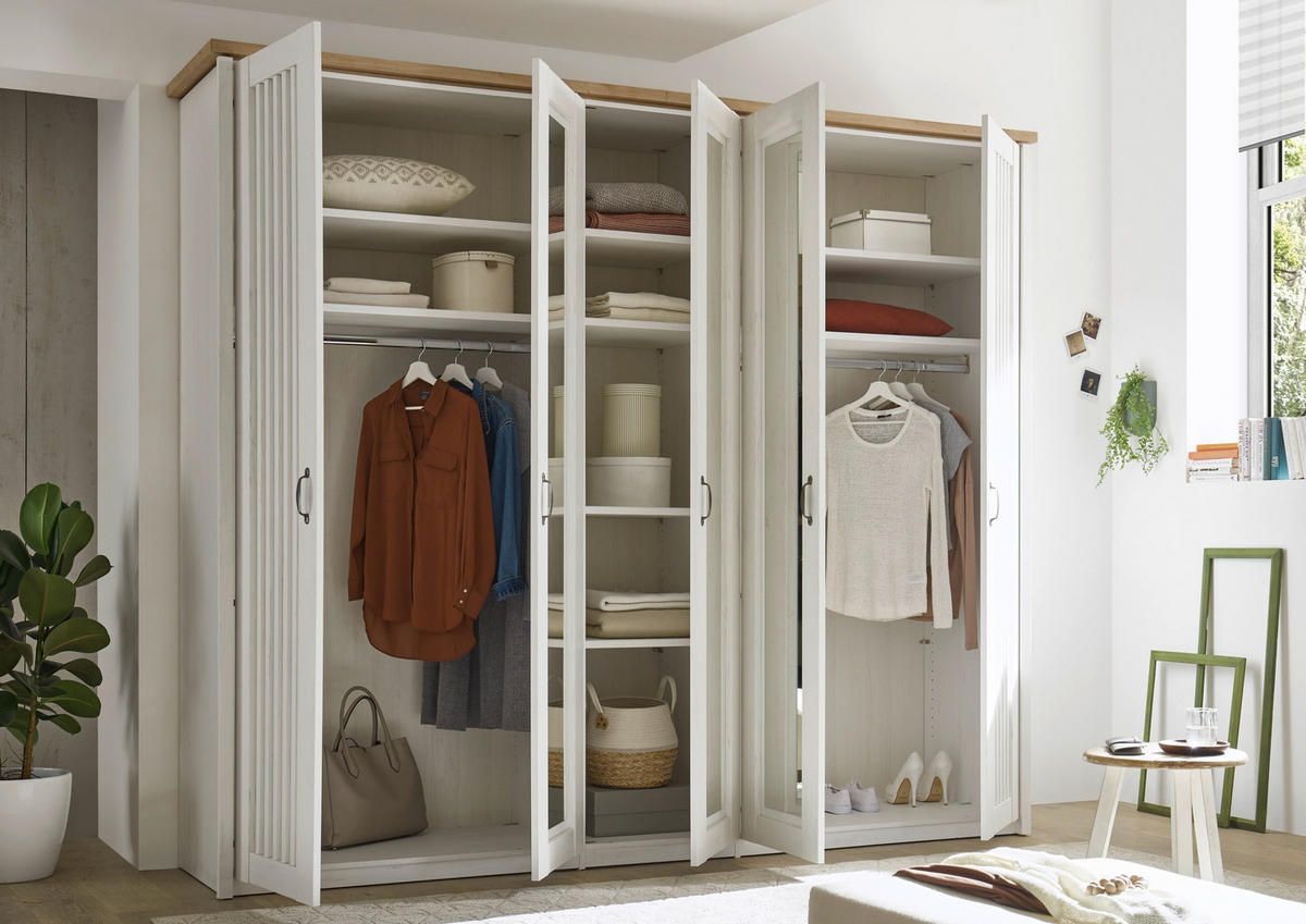 DREHTÜRENSCHRANK 265/224/60 cm 5-türig Weiß, Eichefarben  - Eichefarben/Schwarz, LIFESTYLE, Holzwerkstoff/Metall (265/224/60cm) - Landscape