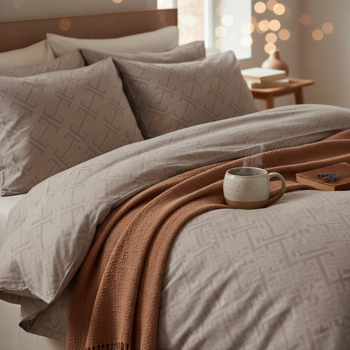 PÅSLAKANSET 2-teilig satin  - taupe, Design, textil (150/210cm) - Ambia Home