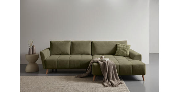 ECKSOFA  in Webstoff Olivgrün  - Buchefarben/Olivgrün, KONVENTIONELL, Holz/Textil (294/169cm) - Carryhome