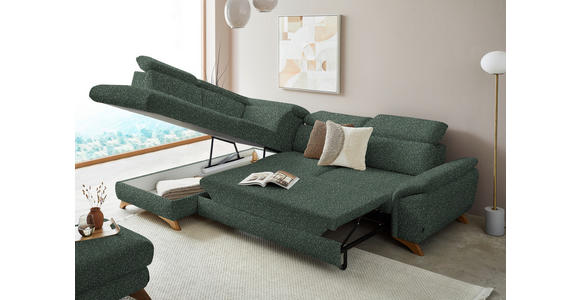 ECKSOFA in Bouclé Grün  - Eichefarben/Grün, MODERN, Holz/Textil (212/287cm) - Valnatura