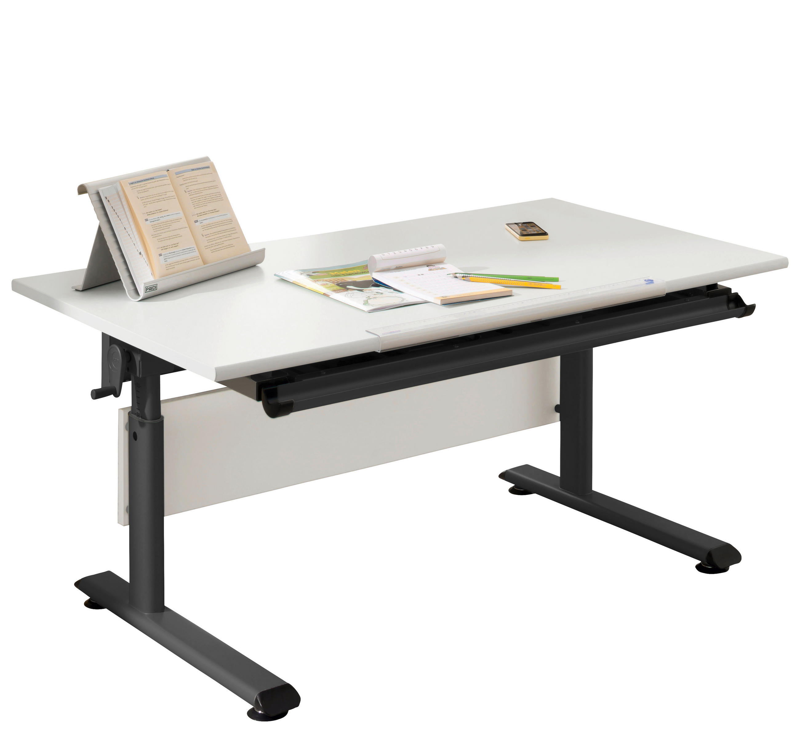 JUGENDSCHREIBTISCH 120/70/53-79 cm Schwarz, Weiss höhenverstellbar  - Weiss/Schwarz, Konventionell, Holzwerkstoff/Metall (120/70/53-79cm) - Paidi